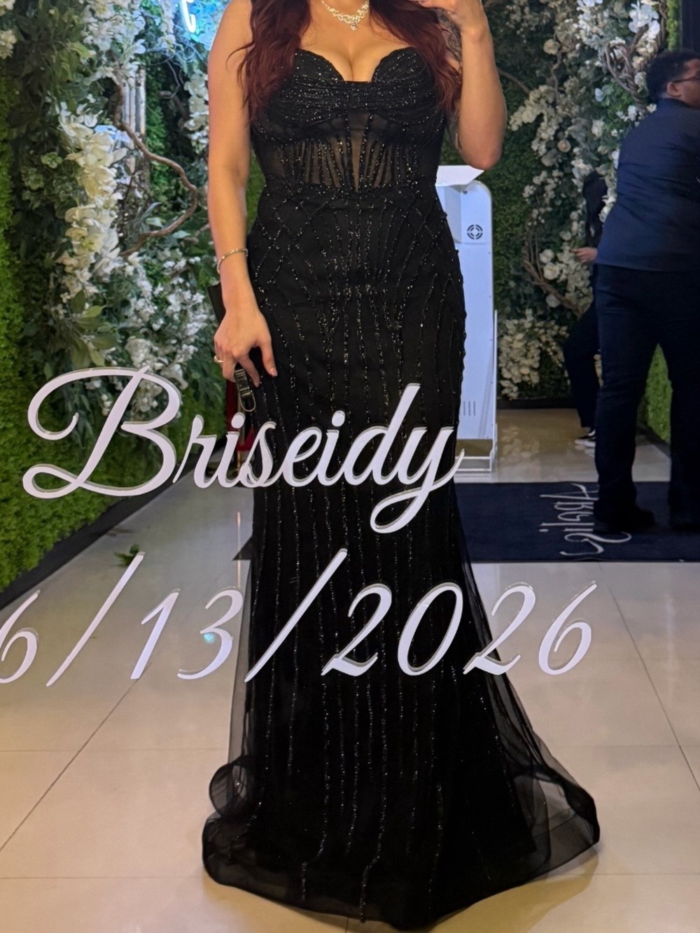 Elegant Black Beaded Evening Gown